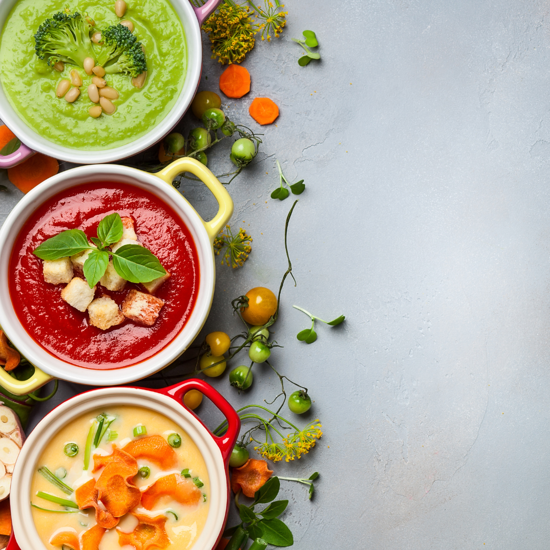Three bowls of soup