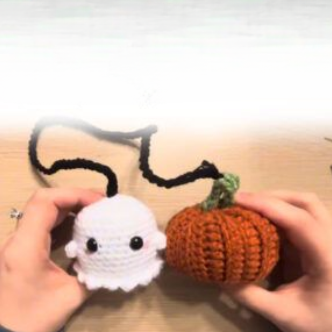 Crochet ghost and pumpkin