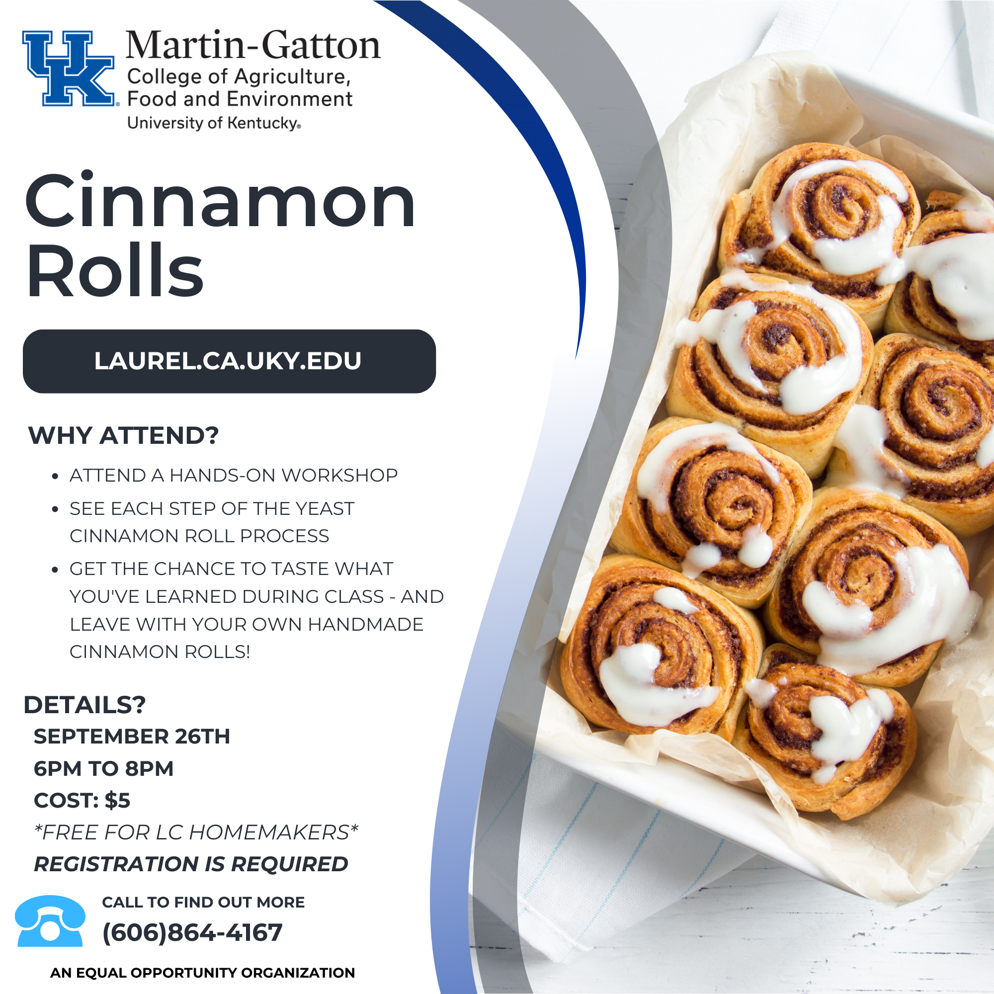 Flyer detailing class details such as date, time, and description.