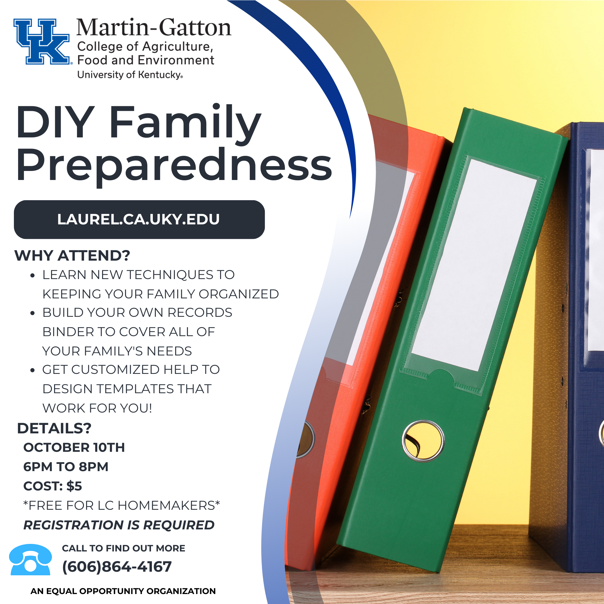 Flyer detailing class details such as date, time, and description.