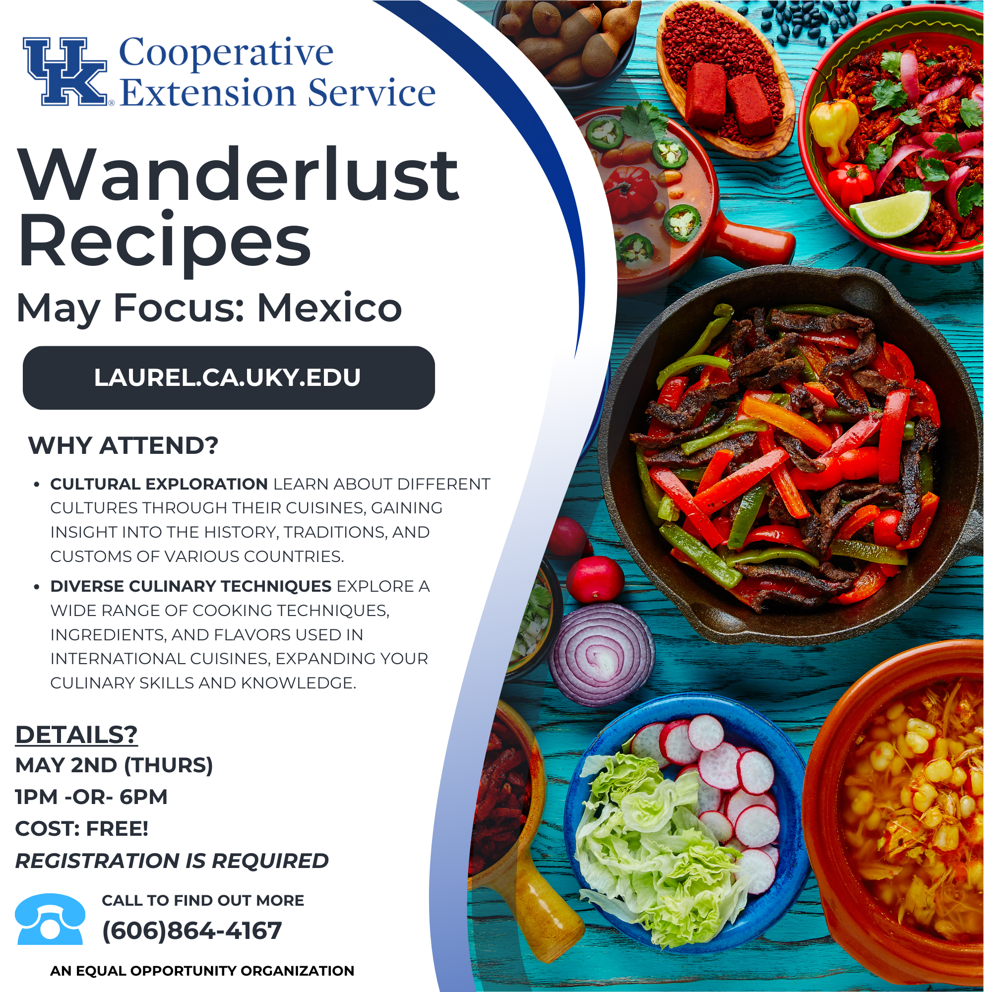 Flyer with background containing vegetables and includes class date details.