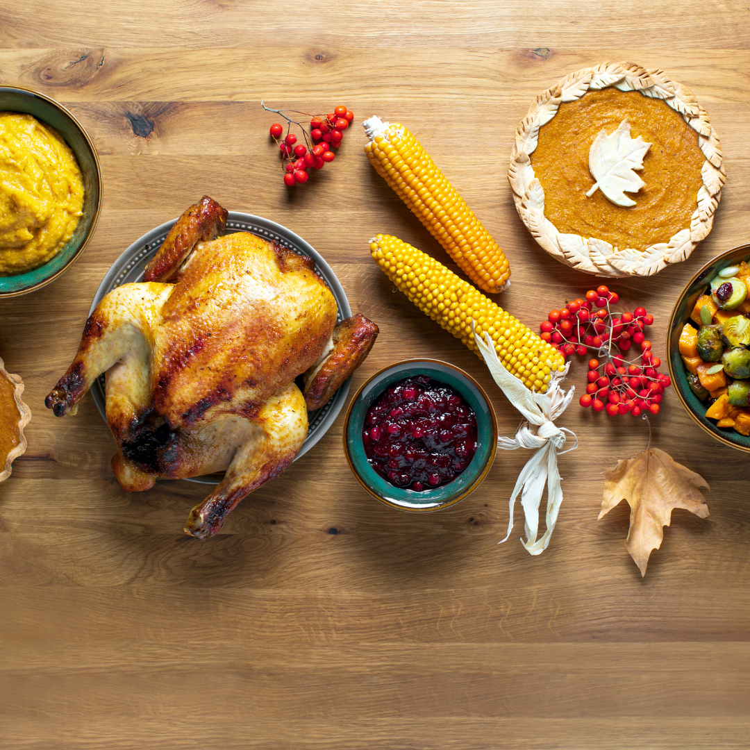 Thanksgiving dinner and decorations