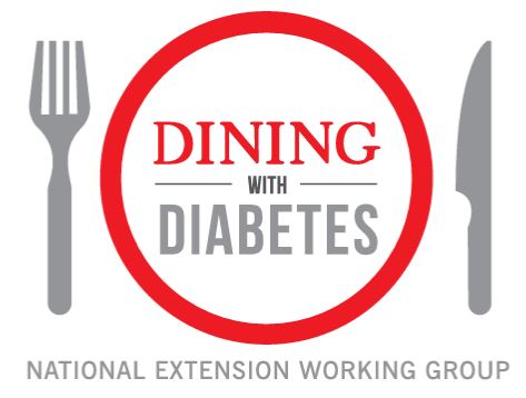 Dining with Diabetes logo with a silver fork and knife