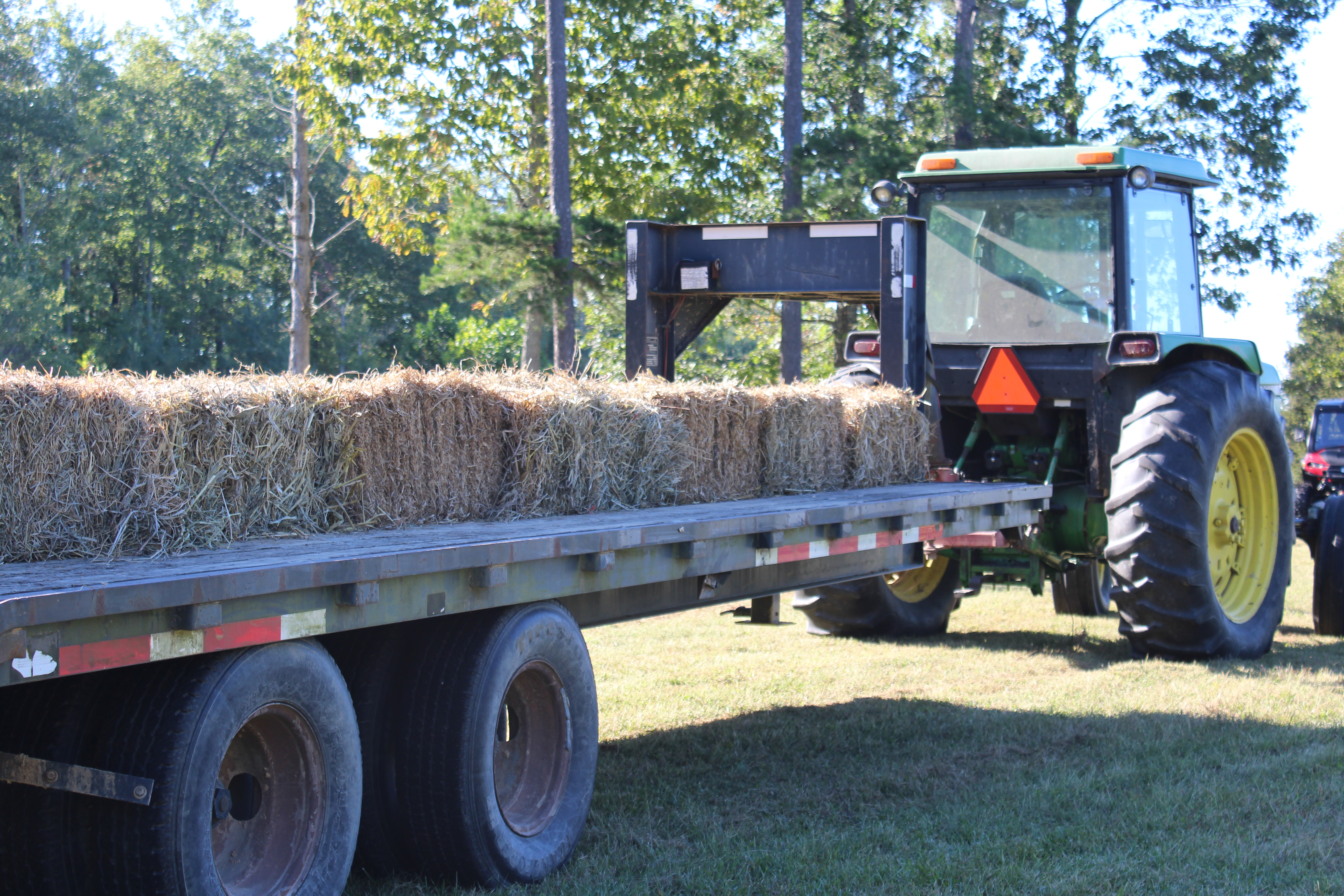 tractor with hay trailer
