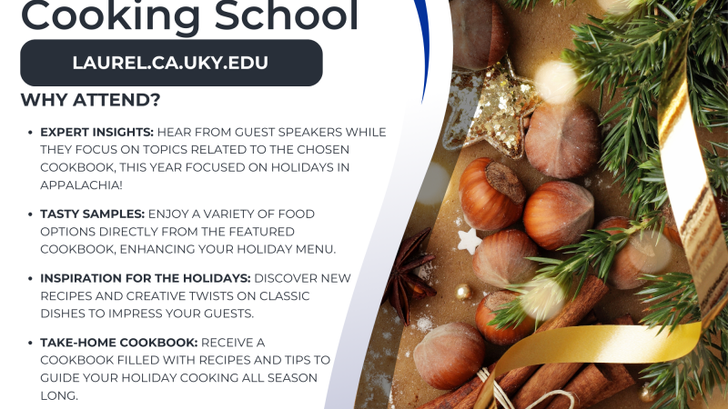 Flyer detailing Holiday Cooking School event description.